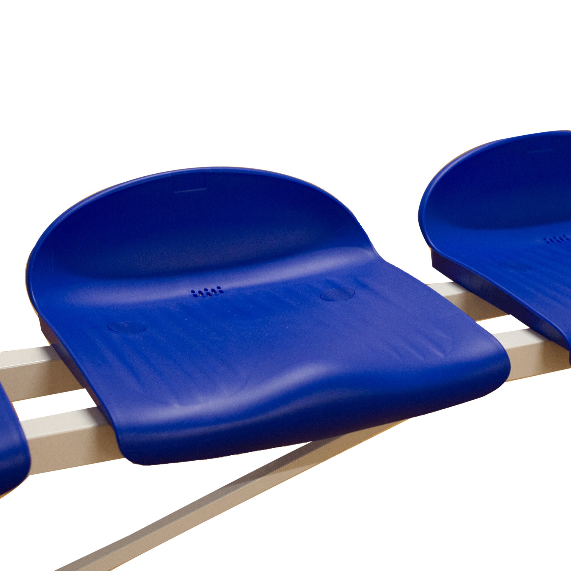 Banco metálico con asientos azul pvc-5 plazas- respaldo bajo - Imagen 3