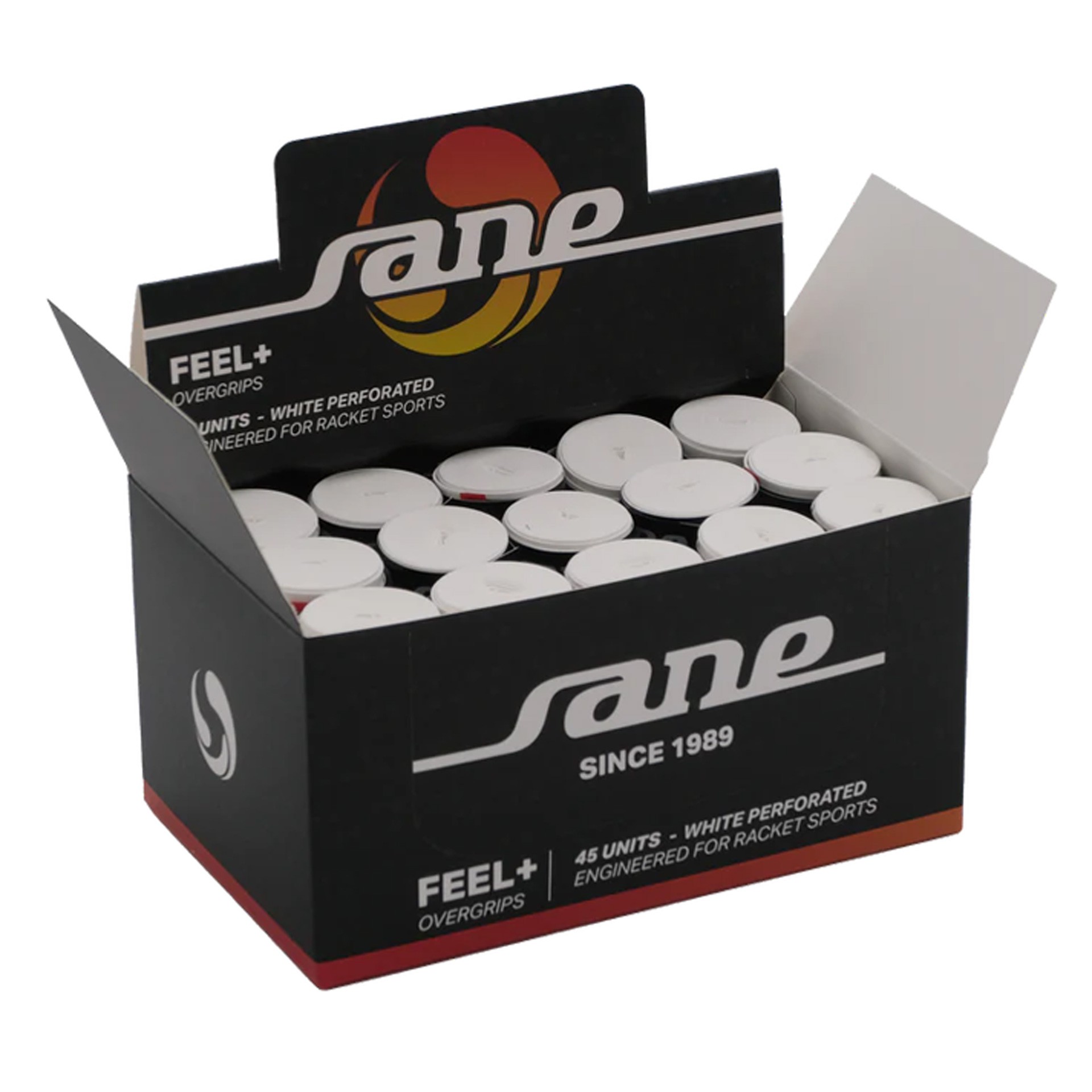 Caja de 45 overgrips sane feel perforados blancos - Imagen 2