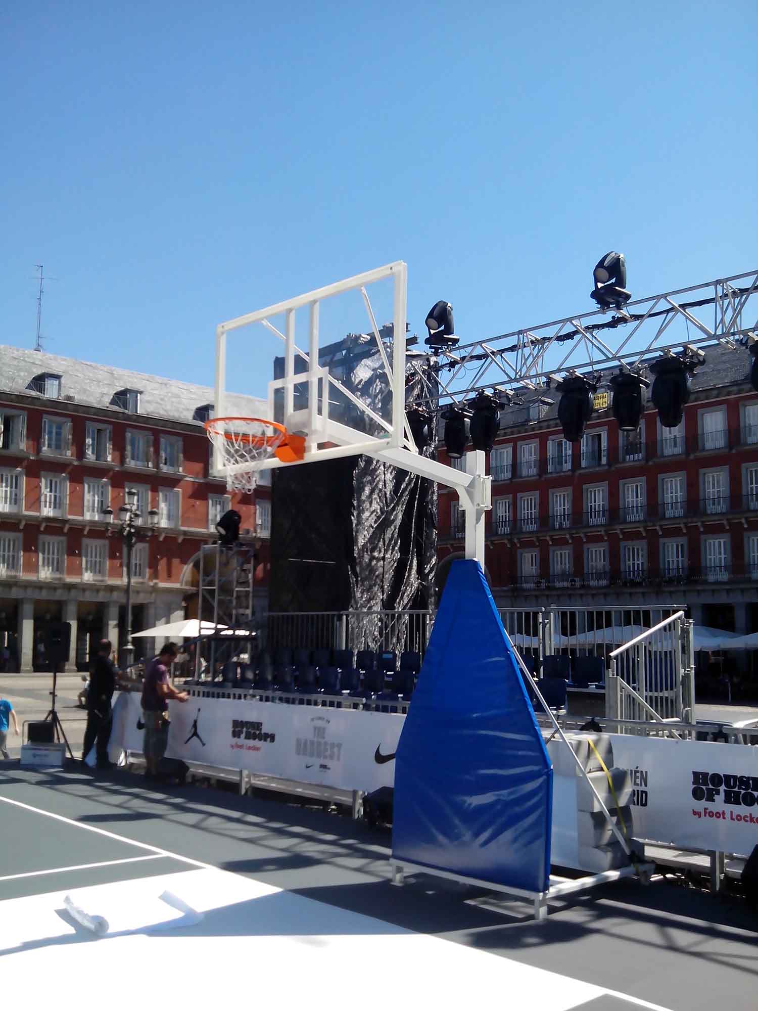 Juego de 2 canastas baloncesto deluxe monotubo tubo 100 trasladable 2 ruedas con carro  -sin tablero, aro - Imagen 5