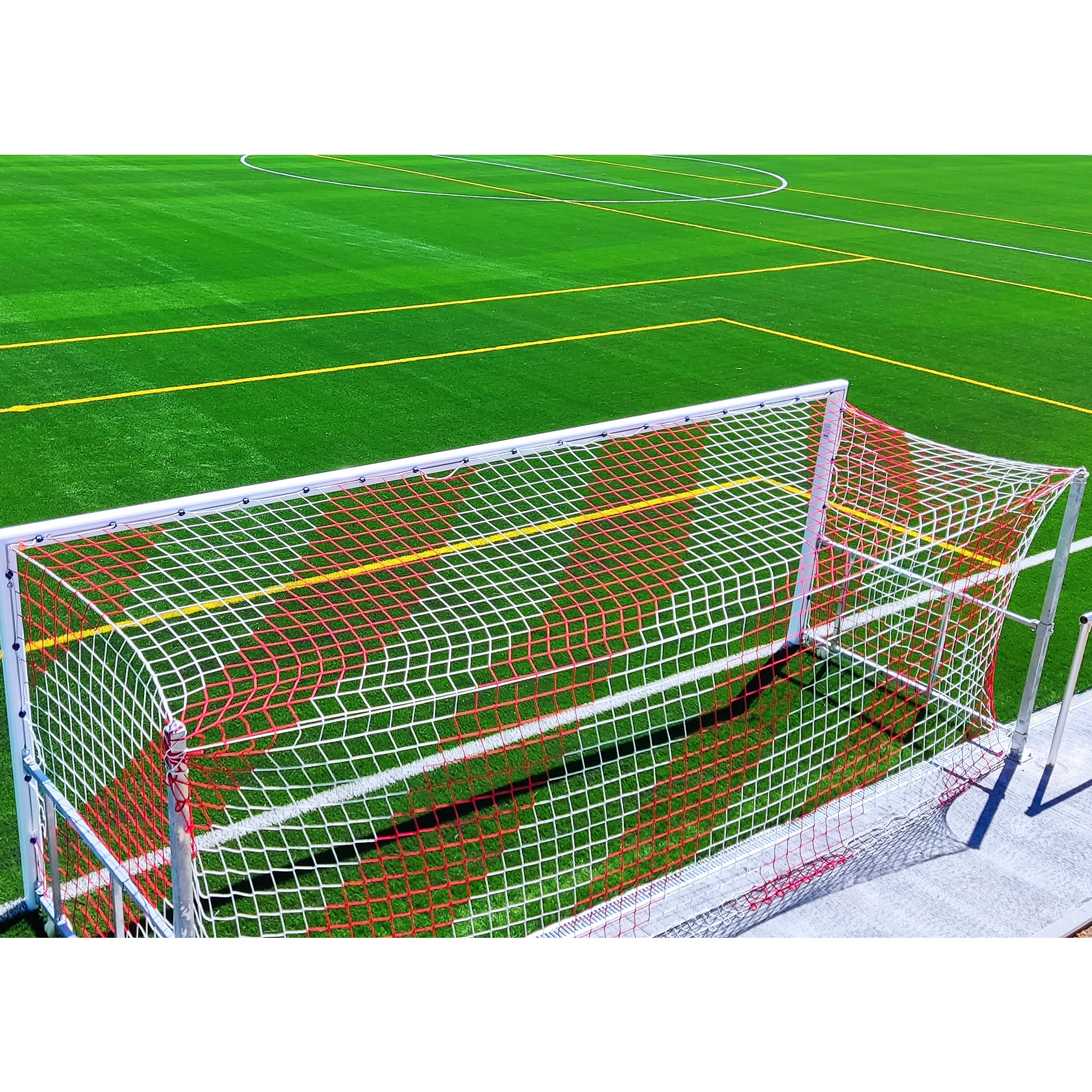 Juego de 2 redes futbol 11 4 mm polipropileno malla 120 bicolor - Imagen 2