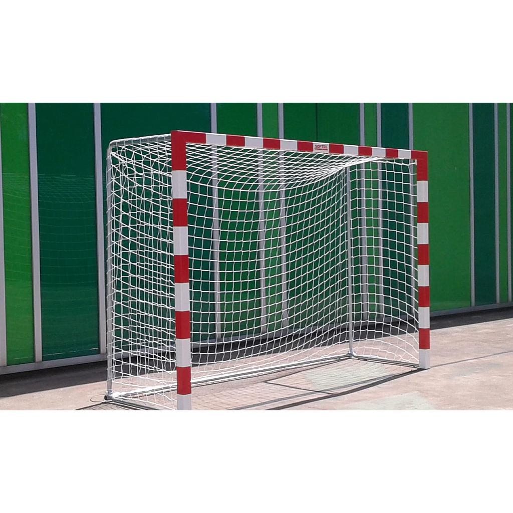 Juego porterías aluminio balonmano-fútbol sala 80x80 trasladables con base tubo redondo