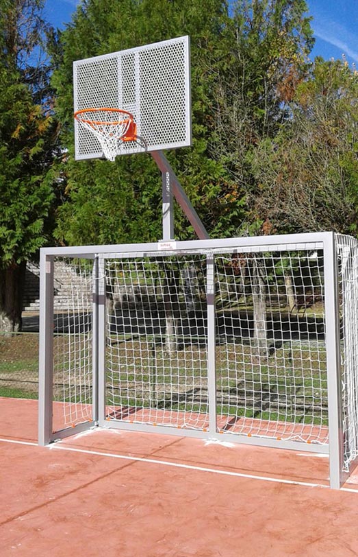 Juego porterías f.sala/balonmano - canasta basket gris