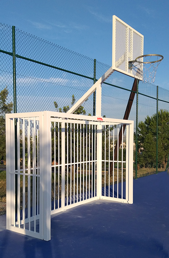 Juego porterias f.sala/balonmano - canasta basket antivandalica blanco - Imagen 2