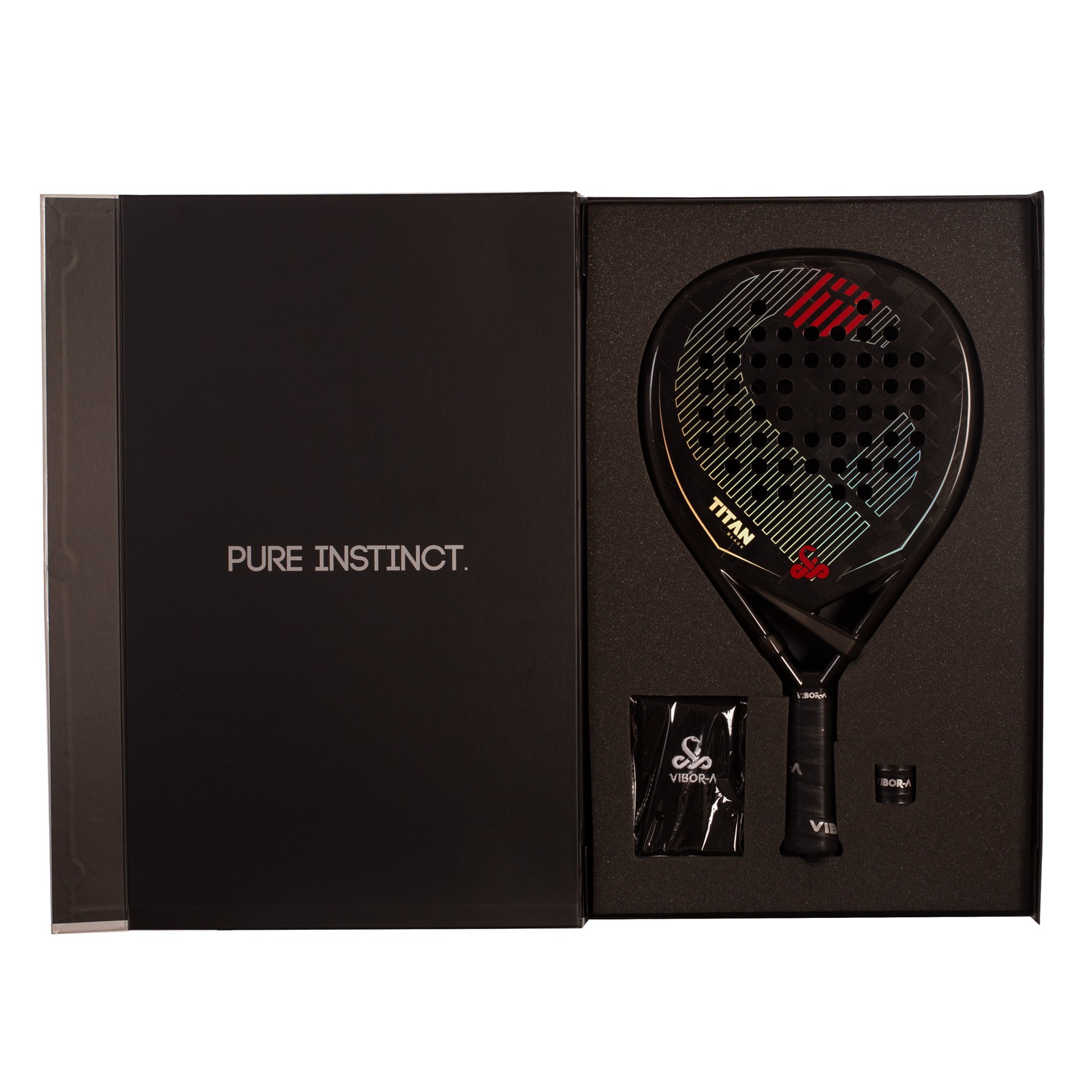 Pack pala de pádel vibor-a titan 15k black twill