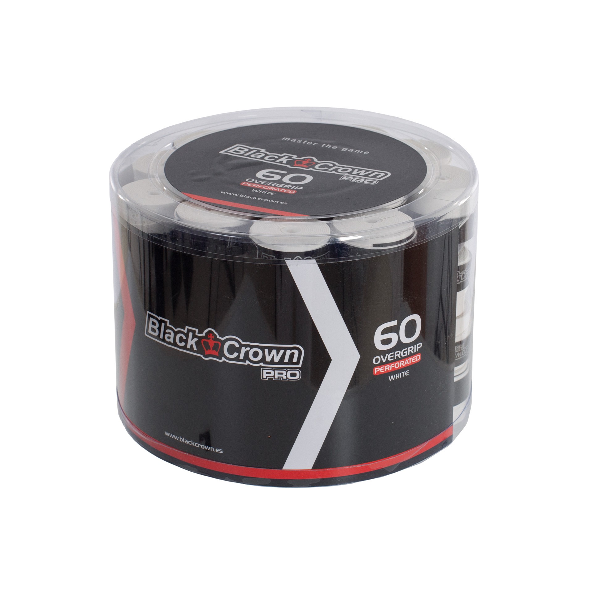 Tarro 60 overgrips black crown perforados blancos - Imagen 2