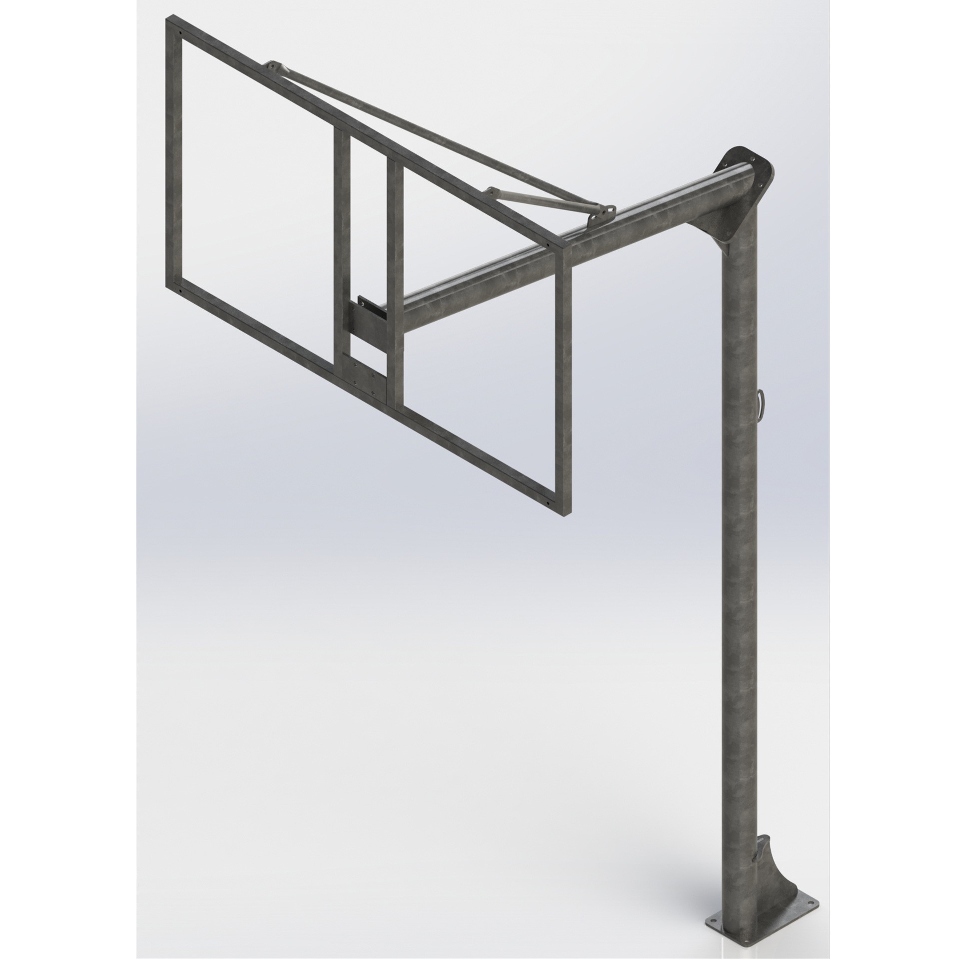Jgo canastas galvanizadas baloncesto monotubo new tubo 114 mm fijas con base anclaje-sin tablero,aro - Imagen 4