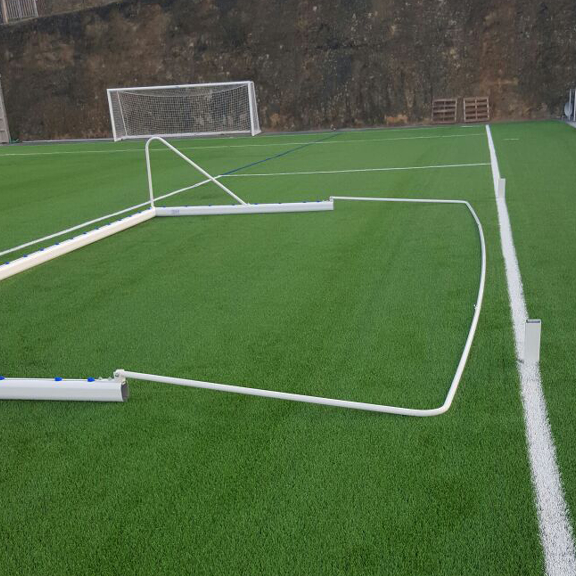 Juego de 2 bases porterías fútbol 11 para recogida de red - Imagen 5