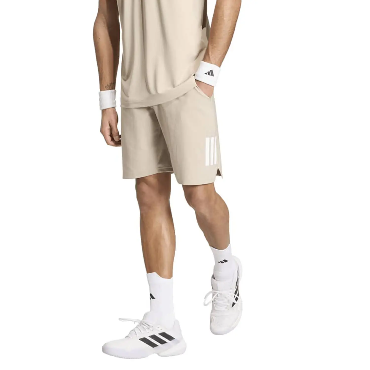 Pantalon Corto Adidas Club 3STR Kaki 2026 - Imagen 5