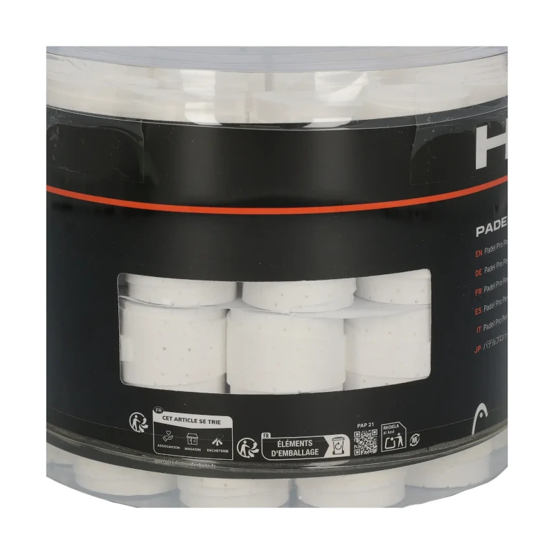 Cubo 60 Overgrips Head Padel Pro Perforated White - Imagen 2