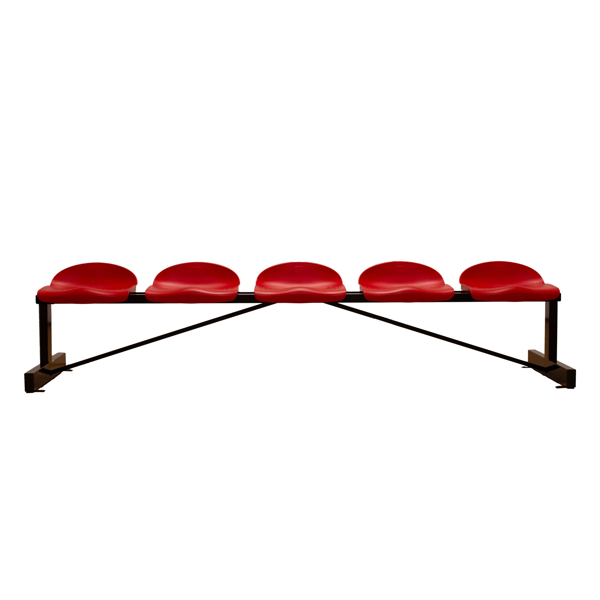 Banco metálico con asientos rojo pvc -5 plazas- respaldo bajo - Imagen 2