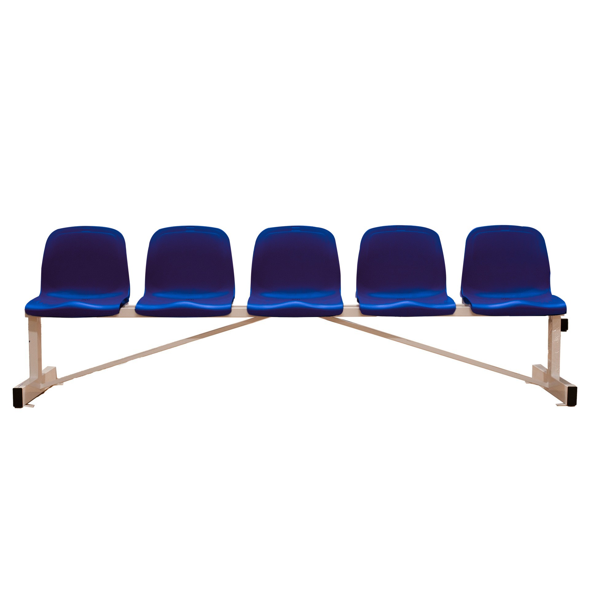 Banco metálico new con asiento azul pvc -5 plazas- respaldo alto - Imagen 2