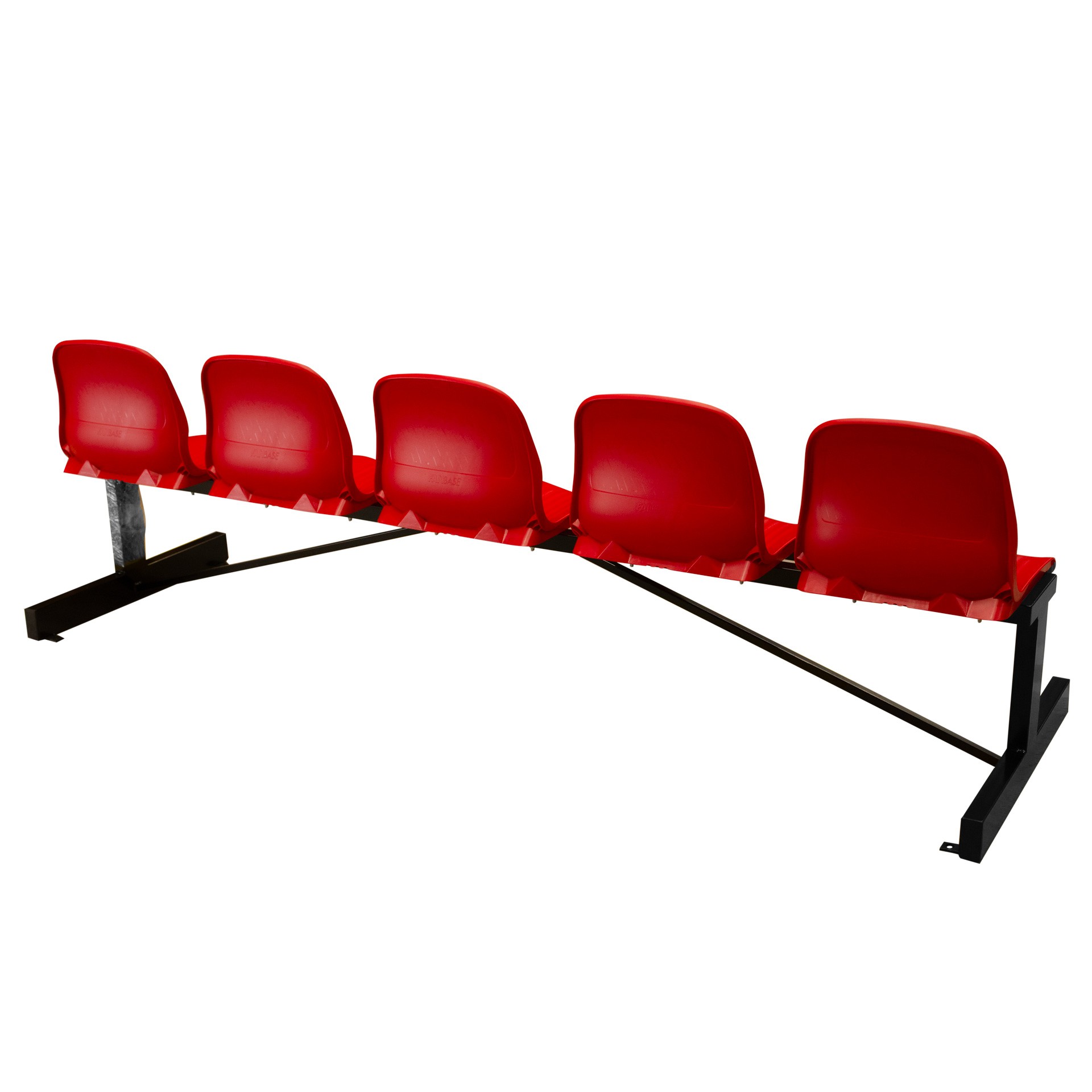 Banco metálico new con asiento rojo pvc -5 plazas- respalto alto - Imagen 4