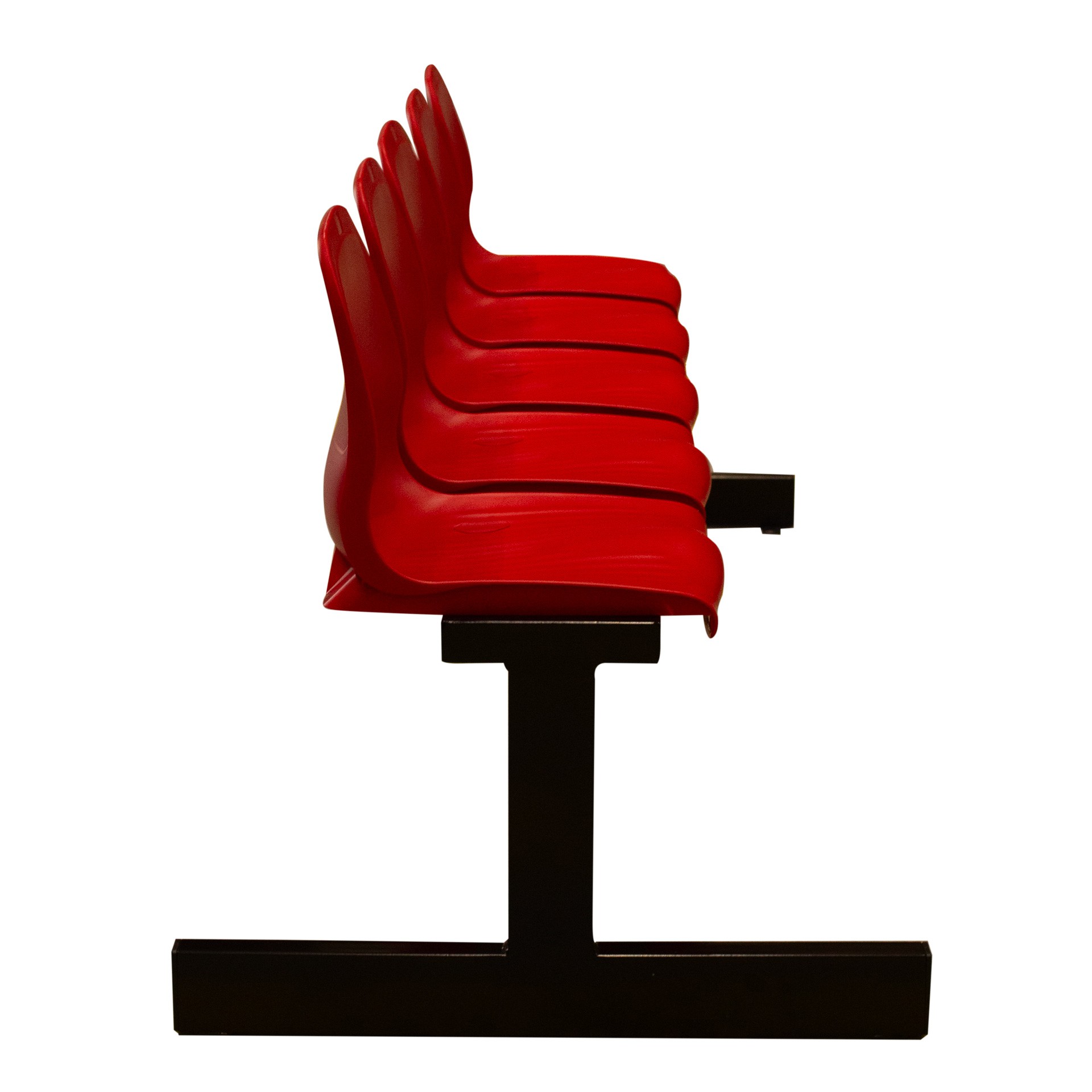 Banco metálico new con asiento rojo pvc -5 plazas- respalto alto - Imagen 5