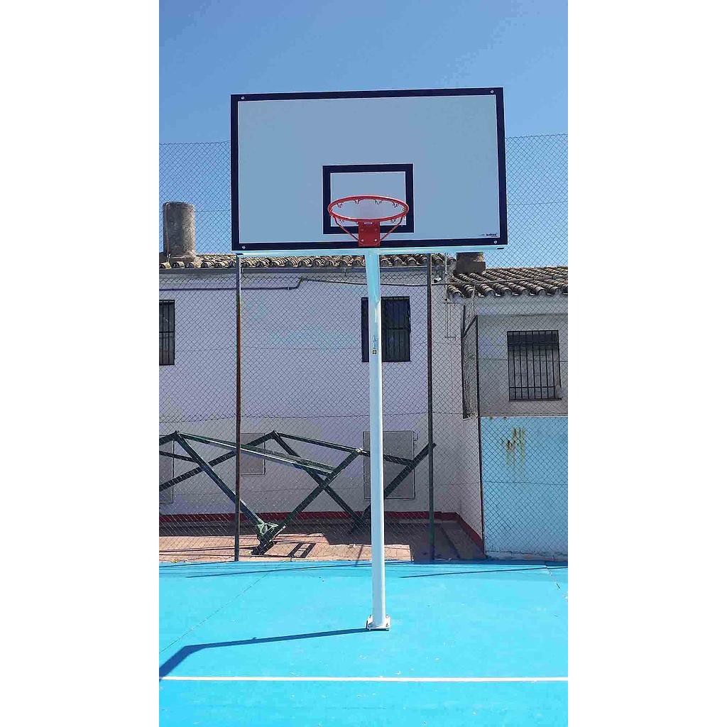 Juego de 2 canastas baloncesto monotubo new tubo 114 mm fijas -sin tablero, aro- con base de anclaje - Imagen 5