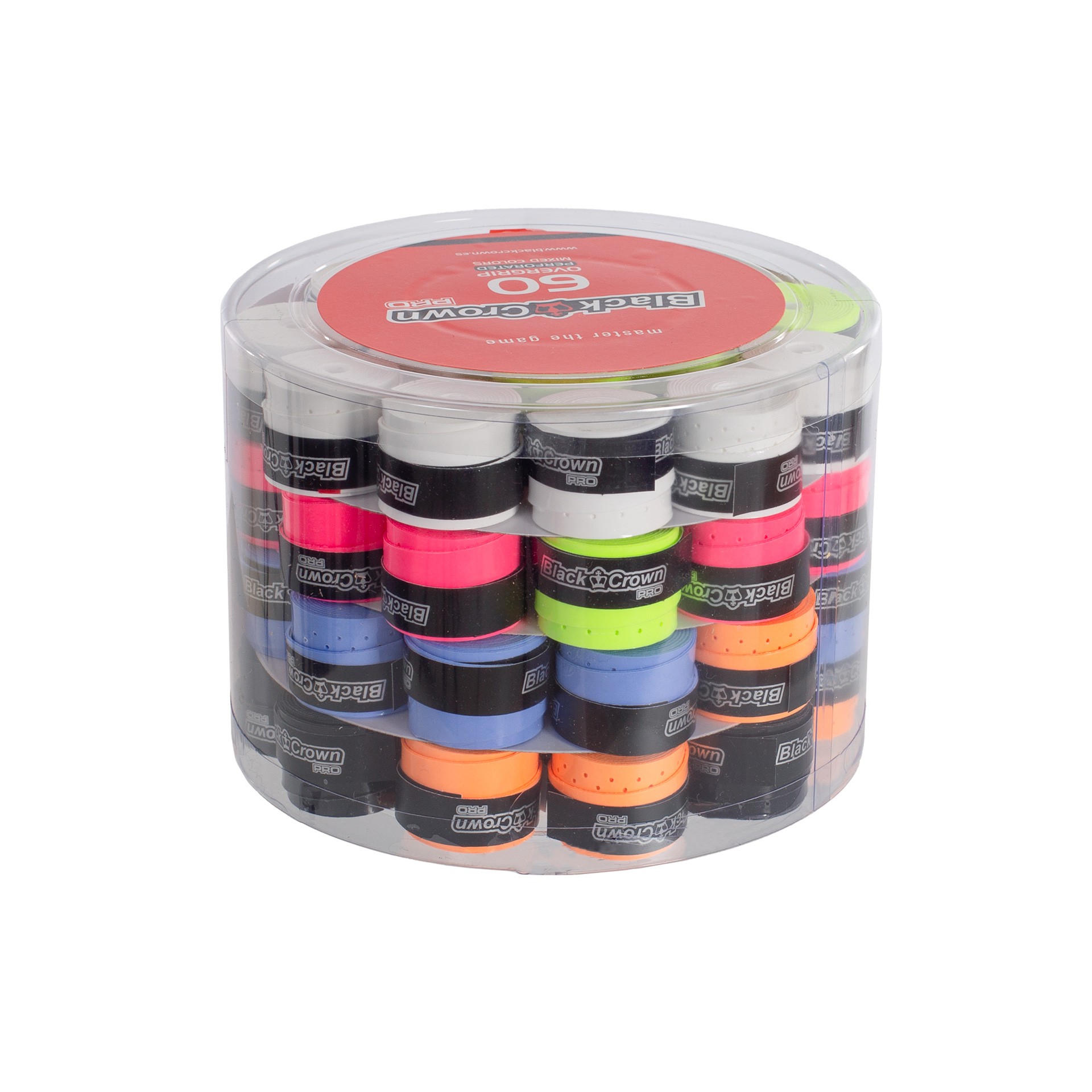 Tarro 60 overgrips black crown perforados multicolor